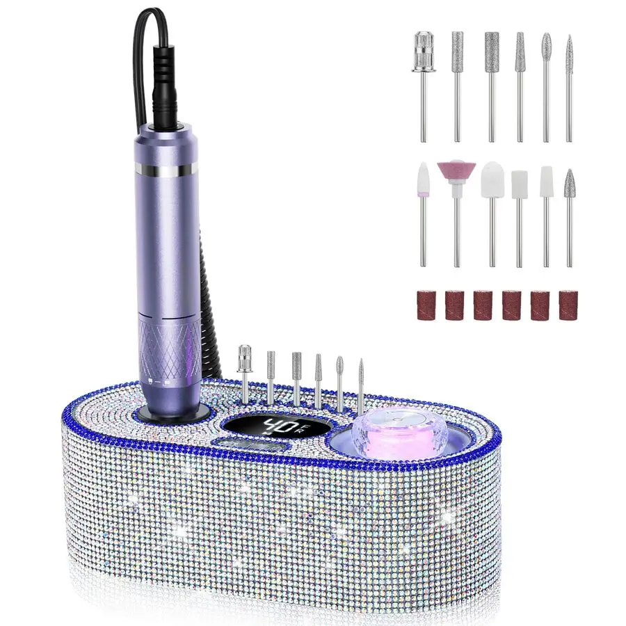 مثقاب أظافر احترافي لامع 40000 دورة في الدقيقة مجموعة مبرد أظافر كهربائي E ماكينة حفر أظافر مع شاشة LCD لجل الأكريليك، Manicu #1