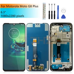 For Motorola Moto G8 Plus LCD Display Touch Screen Digitizer Assembly With Frame Replacement Repair Parts Free Tools