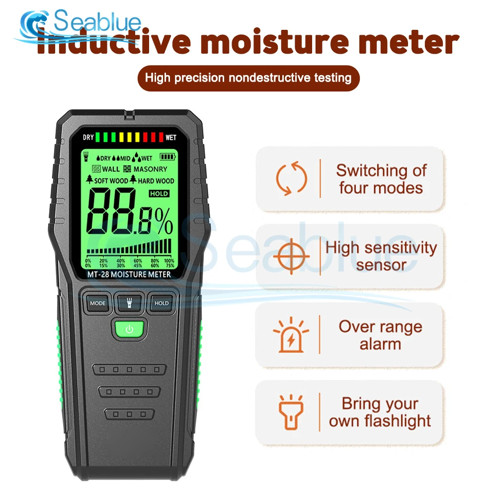 

MT28C Full Angle Non-contact Wood Moisture Meter Environmental Temperature Humidity Detection Moisture Detector