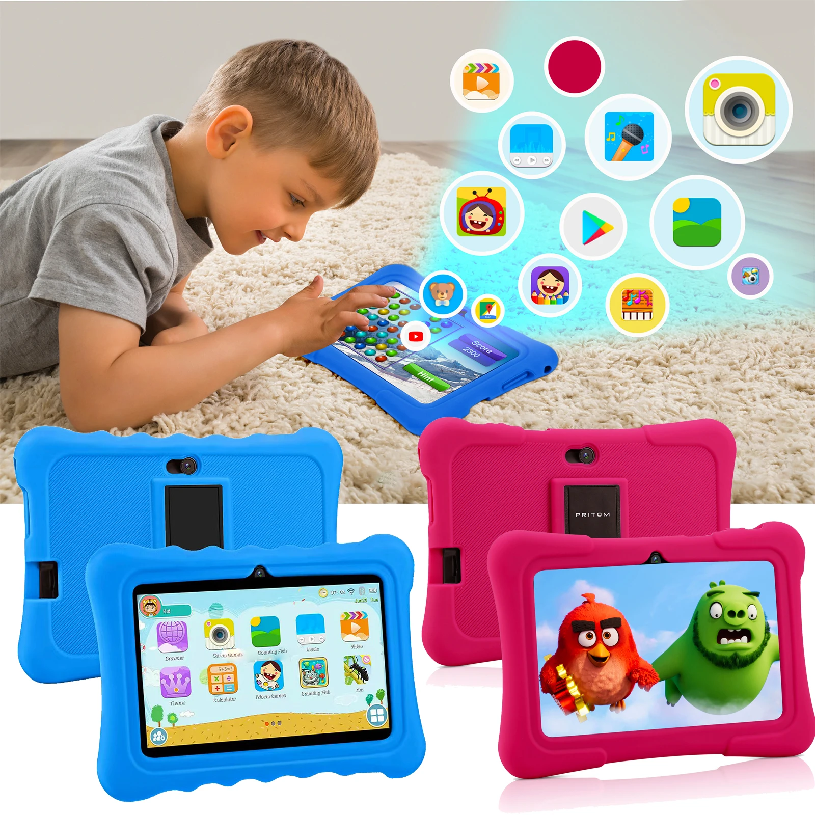 7 Inch Kids Tablet Quad Core Android 10 Tabletten 2 GB 32 GB WiFi Bluetooth Educatieve Software Geïnstalleerd Leren tablet PC