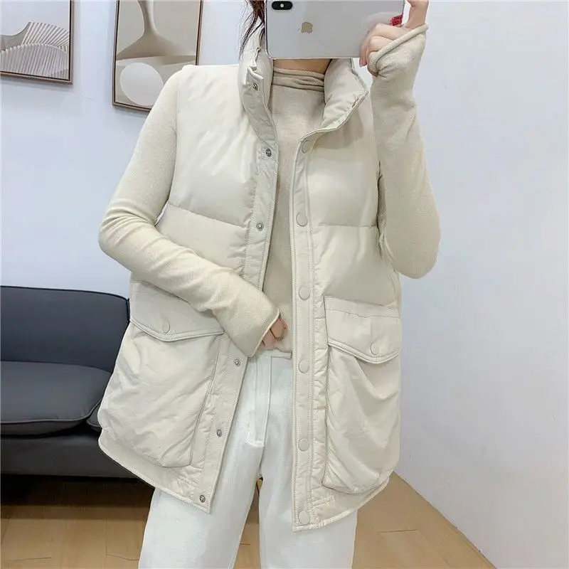 Winter Stylish Loose-fit Medium-length Women's Down Cotton Vest Versatile Outer Wear Jacket Autumn/winter Women's Clothing A184