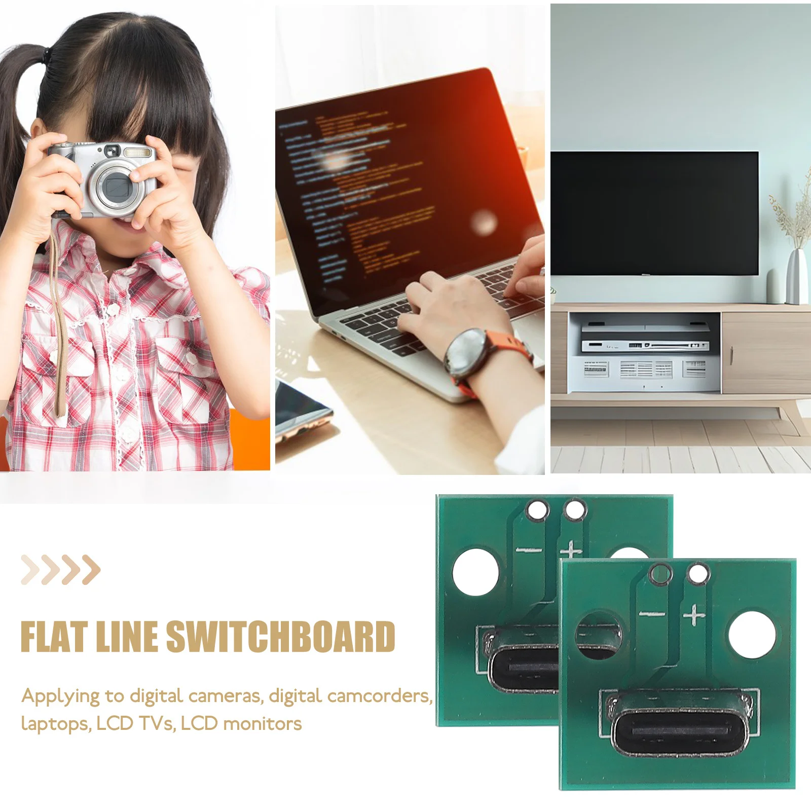 

10Pcs USB C Board Receptacle Adapter 6-Pin Connector Pcb Testing Board Easy Install Space Saving USB Connectors