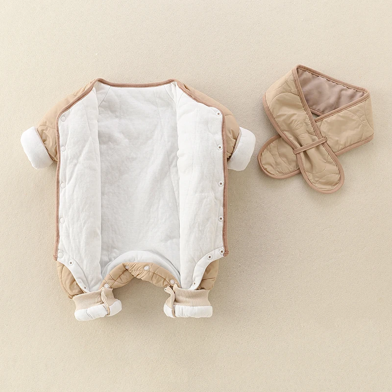 Overtiger Baumwoll-Rer-Anzug für Neugeborene, Outfit, Herbst-Winter-Kleidung, hohe Taille, lange Hosen, Baumwollstoff, Babykleidung