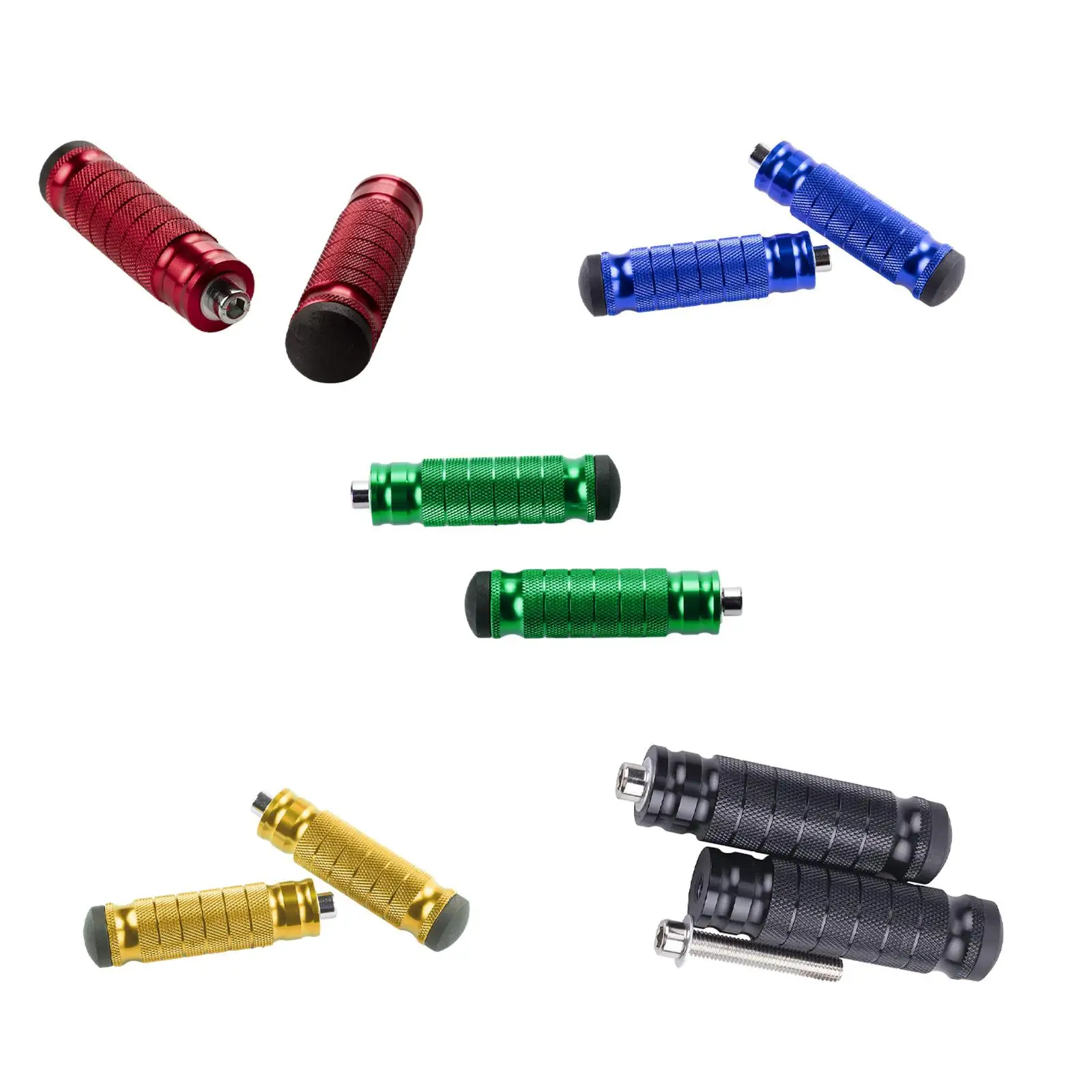 

2x Motorcycle Rear Footrests M8 Universal Anti Slip Aluminum Rearset Footpeg