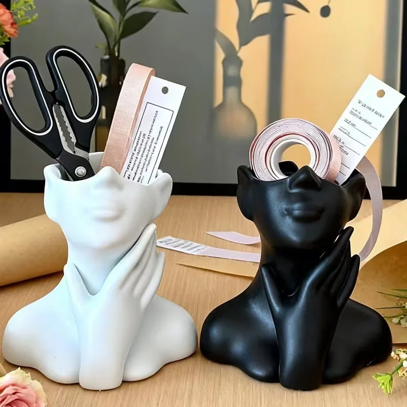 Nordic Creative Human Body Art Vase Storage Rack Multifunctional Desktop Pen Holder And Makeup Brush Stand for Home Decoration