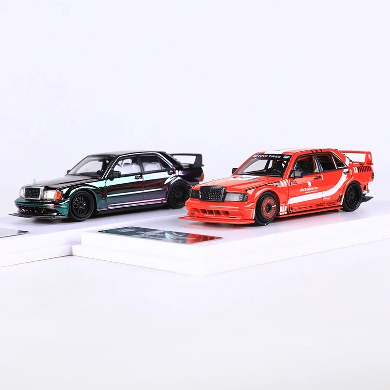 DCM 1:64 190E W201 Restomod Electroplating colorfu/Red Die casting Alloy Model Car