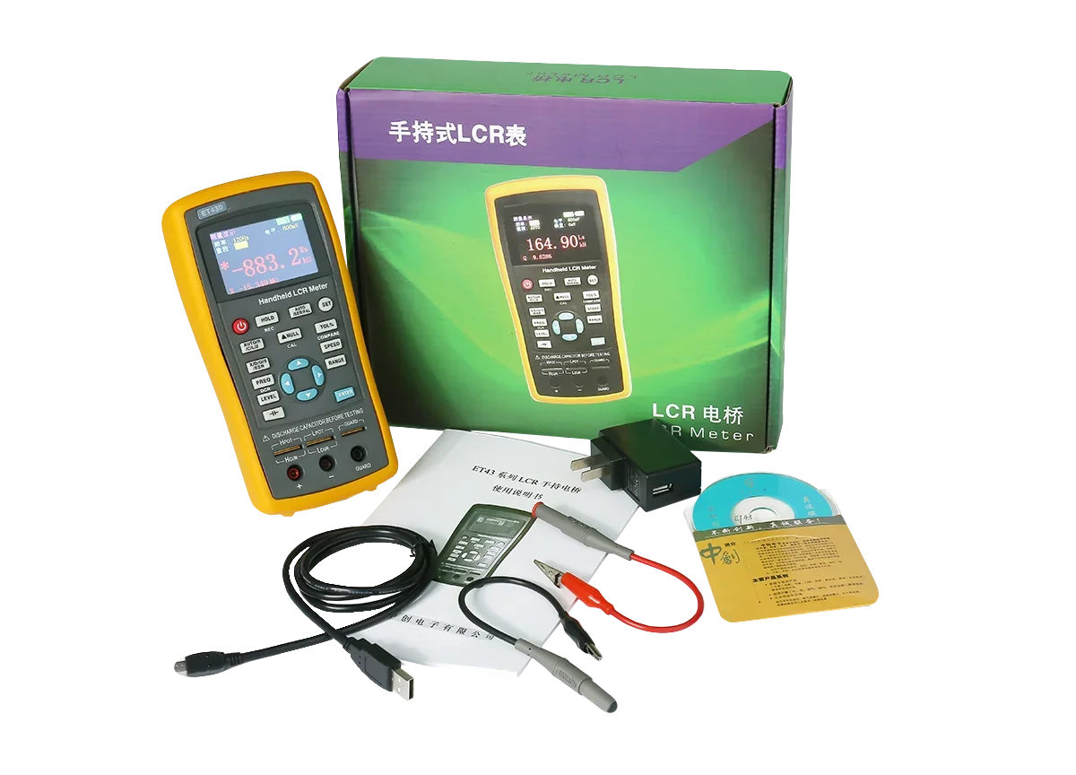 Handheld Digital LCR Meter LCR Multimeter Tester 100kHz 2.5-inch LCD for Inductance Capacitance Resistance ET430 ET431 ET432