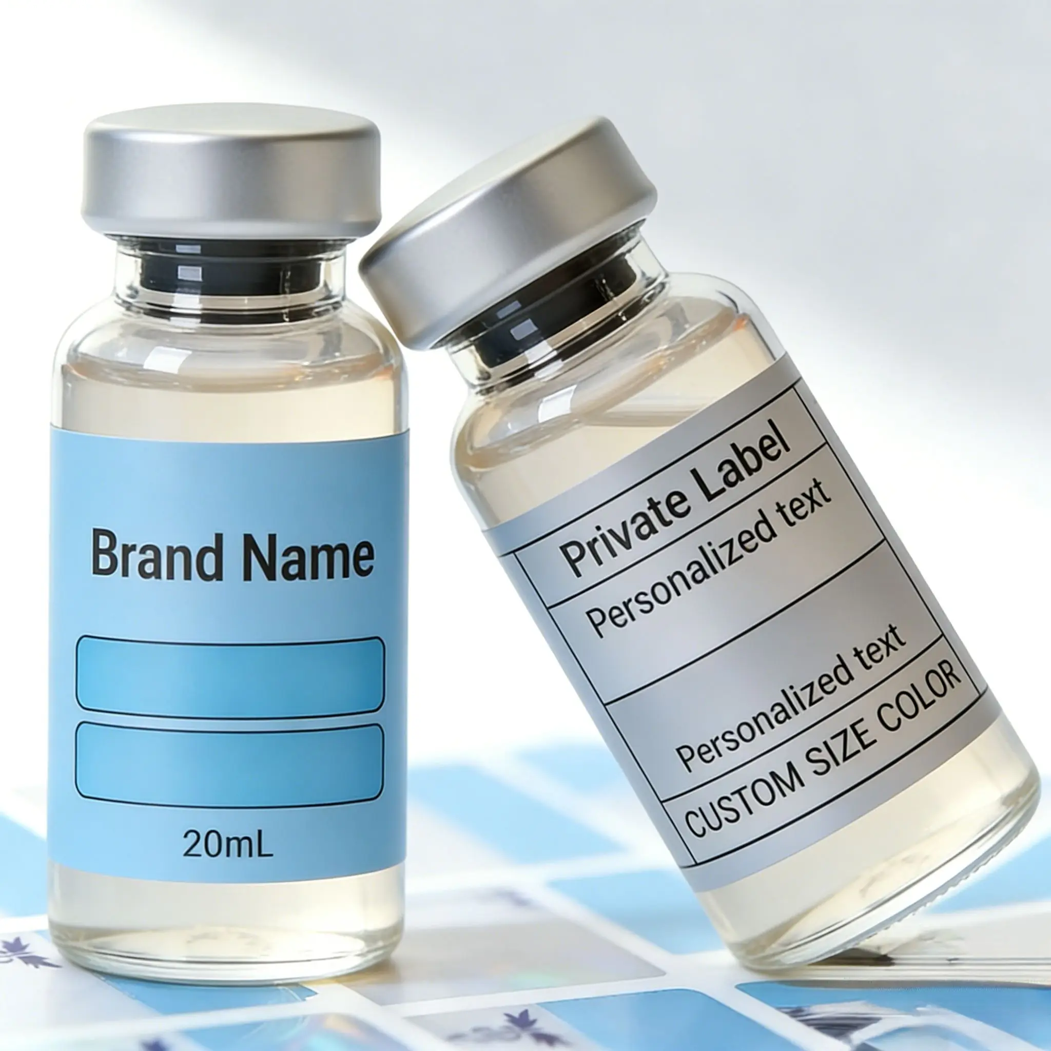 Custom Professional Waterproof Vinyl Labels,3ml 10ml 20ml Glass Bottle Stickers for Essential Oil Peptide Vials