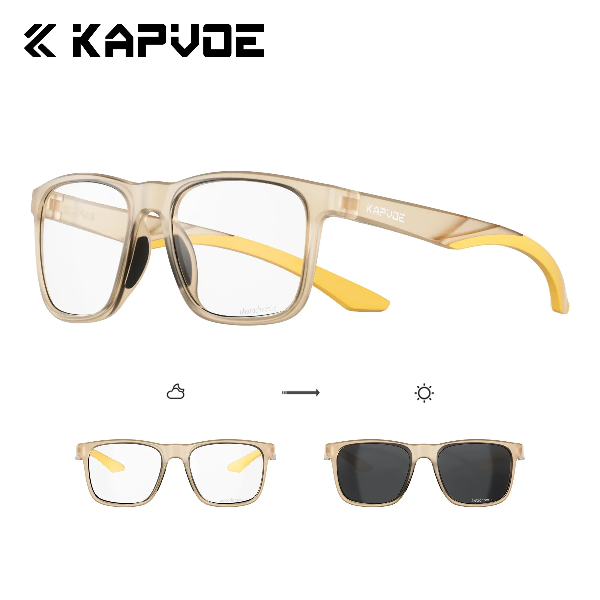 Kapvoe Photochrome Sonnenbrille, polarisiert, für Herren, leichter Rahmen, blendfrei, Fahren, Angeln, Golf, draußen, Laufen, Damen