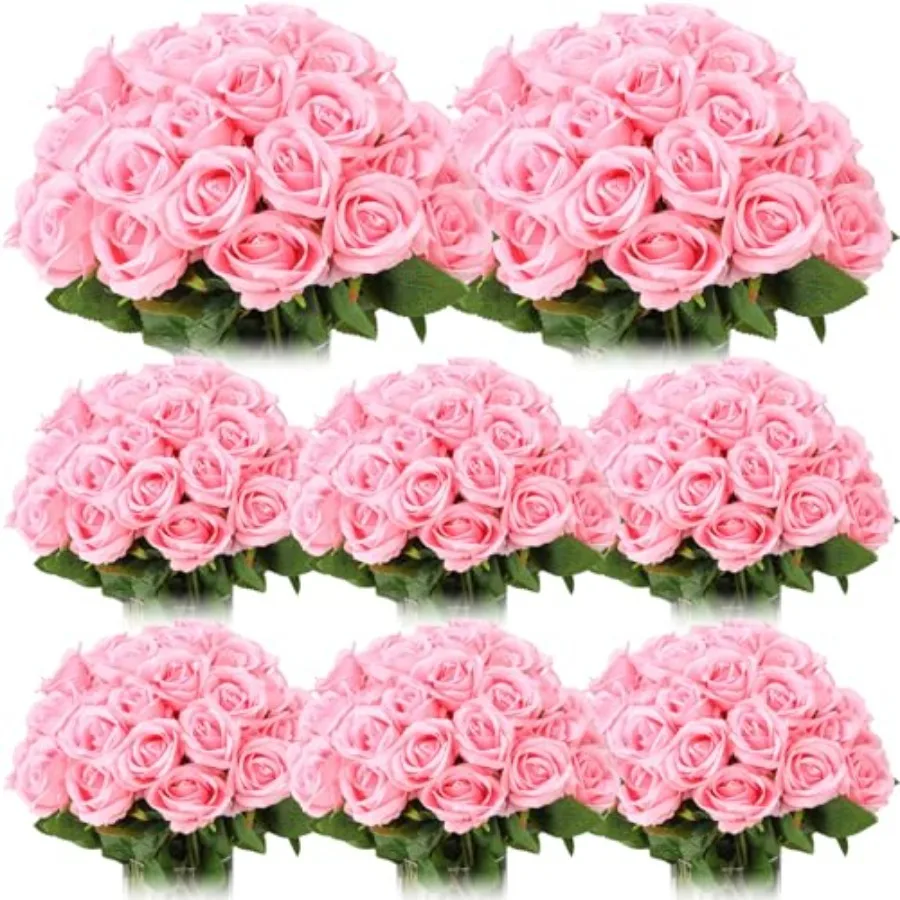 

80 Pcs Rose Artificial Flowers Bulk with Long Stem Silk Roses Realistic Fake Flowers Bouquet for Wedding Table Centerpieces Bri