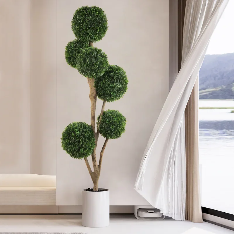 Simulated plant, fake tree, Milan ball, creative indoor living room, floor to ceiling green plant, potted plant decoration, bons