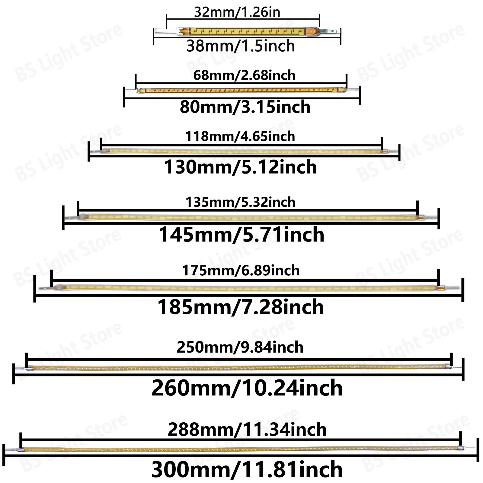 Imagem -04 - Lâmpada Led Edison Dc3v Acessórios de Lâmpada Led Diodos Filamento Flexível 10 Peças 60 mm 80 mm 95 mm 130 mm 145 mm 185 mm 260 mm 300 mm Peças de