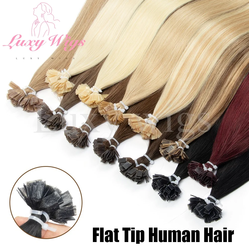 

Flat Tip Hair Extensions Human Hair Keratin Tip Hot Fusion Hair Extensions Natural Black Blonde Balayge Brown Pre Bonded Hair