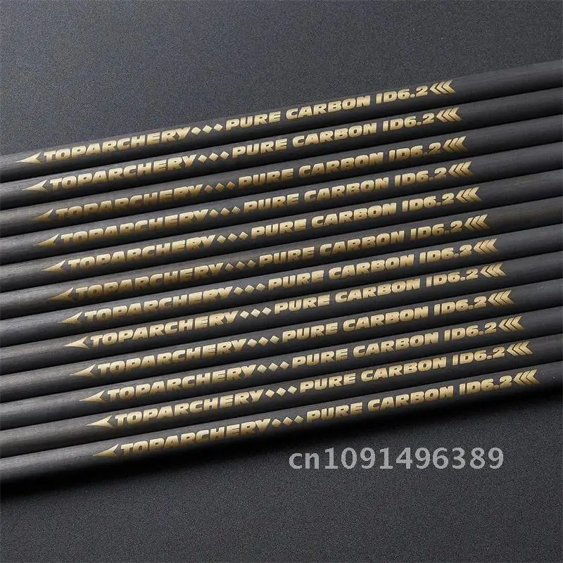 Archery Pure Carbon Arrow Shaft Spine 300 350 400 500 600 ID 6.2 mm Recurve Bow and Arrows Hunting Shooting 6PCS/12PCS