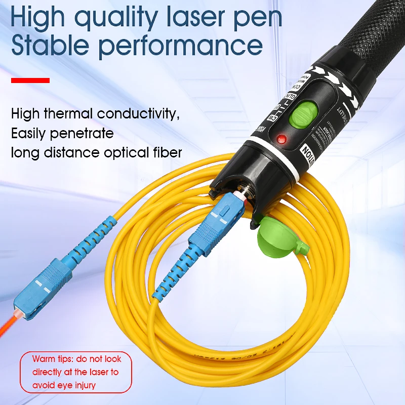 FTTH Fiber Optic Cable Tester Laser Pen 1/10/20/30/50mw Visual Fault Locator SC/FC/ST 2.5mm Interface VFL 5-50Km，Range