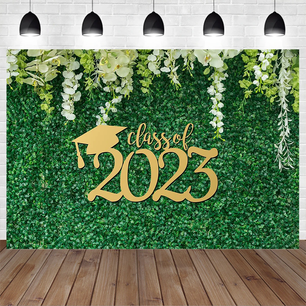 

Spring Class of 2023 Graduation Party Green Wall Photobooth Background Custom Studio Adult Backdrop Prop Decorated Flower Photo