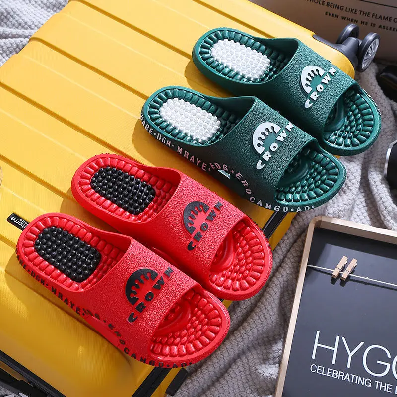 Men\'s Slippers Indoor and Outdoor Wear Bathroom Foot Massage Non-slip Wear-resistant Deodorant Beach Sandals and Slippers