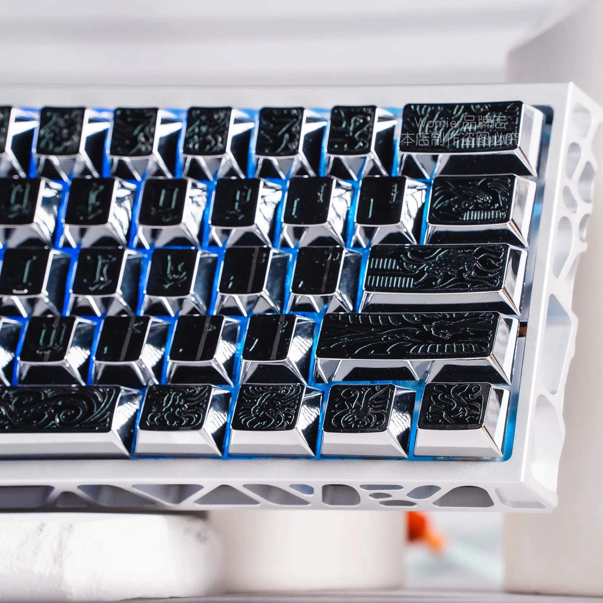 Ancient Divine Beast Electroplated Process Keycaps, Engraved Metal Keycaps Mechanical Keyboard Accessories