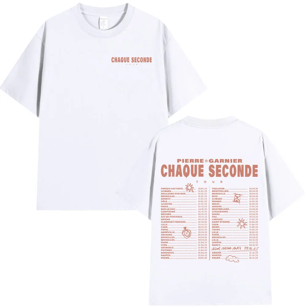 Hip Hop Mode Frauen Casual Übergroße Y2k 2025 Sommer Pierre Garnier Chaque Seconde Tour Merch 100 % Reine Baumwolle Gedruckt T-shirt