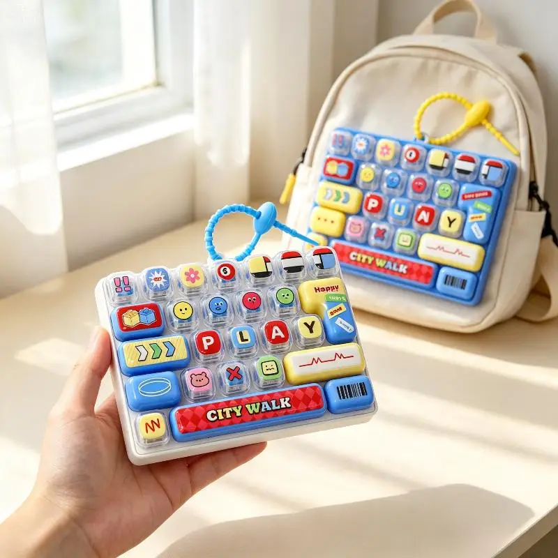 26-key Keyboard Fidget Keychain Cute 3D Button Keycap Clicker Toy Backpack Bag Pendant Stress Relief Sensory Toy Gift