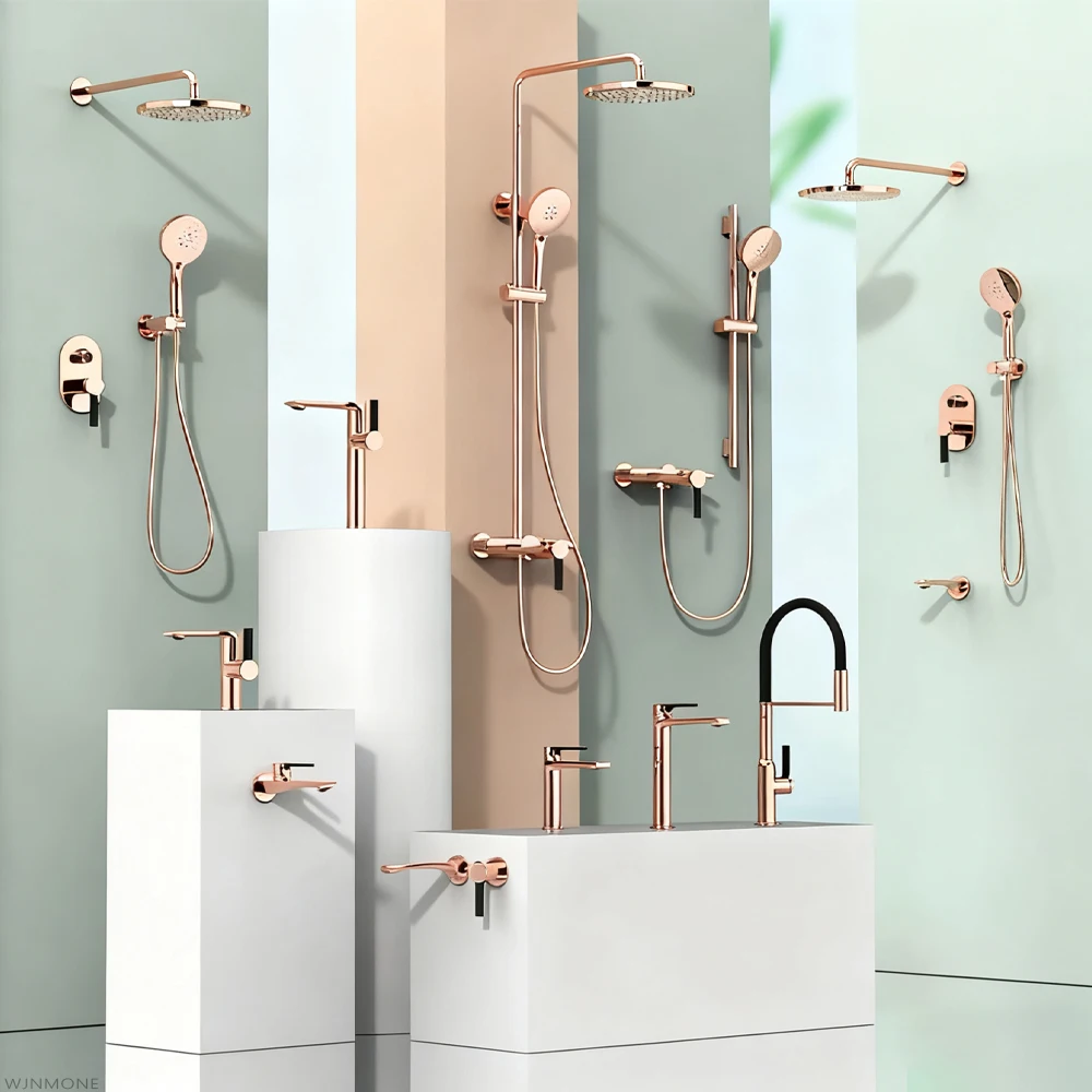 Rose Gold Faucet Series Set Bathtub Bathroom & Kitchen Faucet High End Solid Brass Mixer Shower System Bathroom Mixer Sink Taps