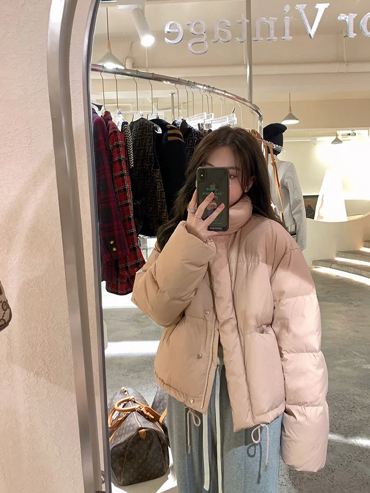 2025年冬 レディース シエンド オルト パファージャケット スタンドカラー ダウン ソフト 暖かい アウターウェア ピンク 通勤 スタイル 韓国版