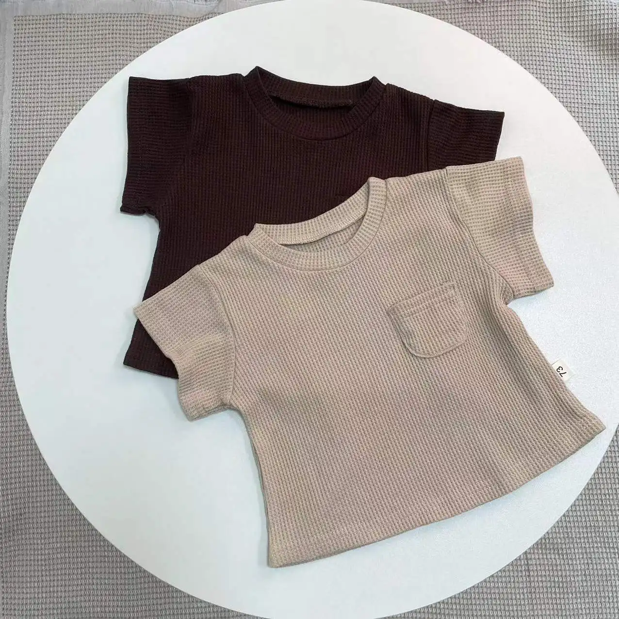 2022 new Korean summer children's casual loose Baby Short Sleeve T-Shirt Baby elastic half sleeve bottomed shirt