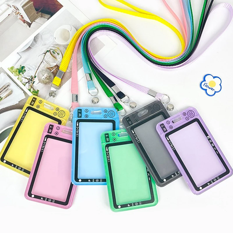 Transparent Acrylic Photocard Holder Card Case Candy Color ID Bus Card Holder Photos Protector Sleeve Badge Holder Stationery