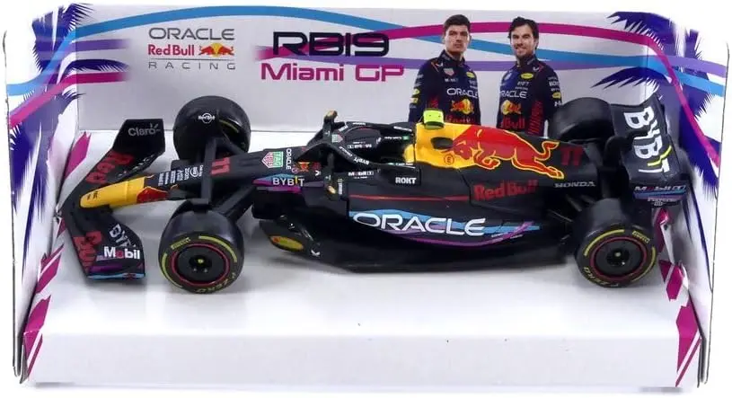 Bburago 1:43 F1 Red Bull Racing RB19 Miami GP 2023 1# Max Verstappen 11# Sergio Perez Alloy Car Die Cast Model