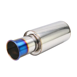 Universal Stainless Steel Exhaust Muffler 2.5'' Inlet Rolled 4'' Outlet Sport Car Mufflers Pipe