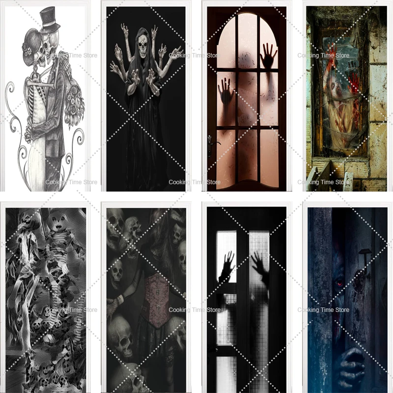 

Halloween Theme 3D Verisimilitude Door Stickers Spooky Ghost PVC Door Wallpaper for Living Room Bathroom Horror Decor Sticker