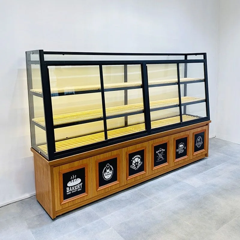 Bread Solid wood island cabinet Moving door Side Display Cake shop Model Display stand Commercial multi-layer glass