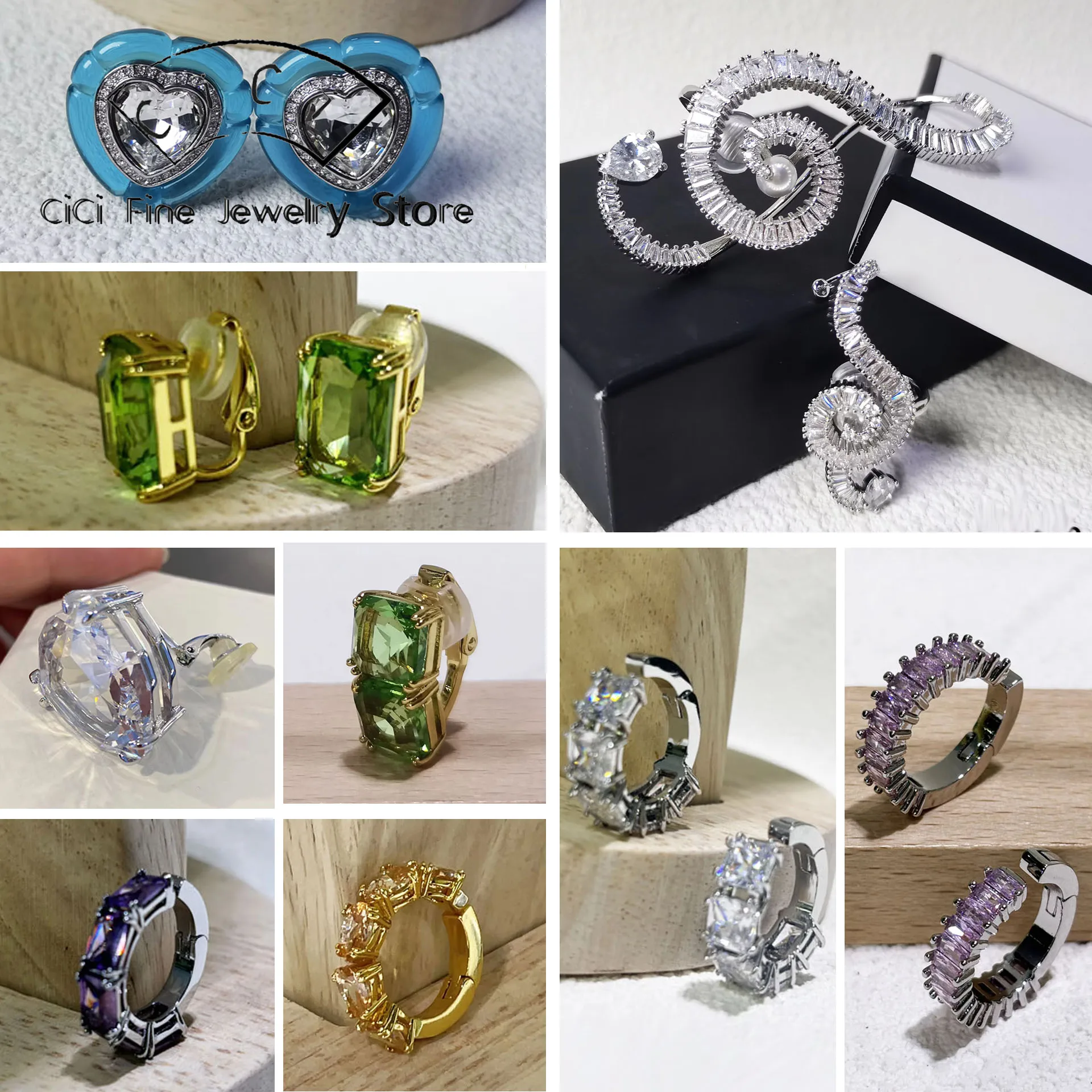 New Fashion Exquisite Women's Geometric Ear Clip Inlaid with Perfect Crystals Fashion Stainless Steel Ear Clip Party Accessories