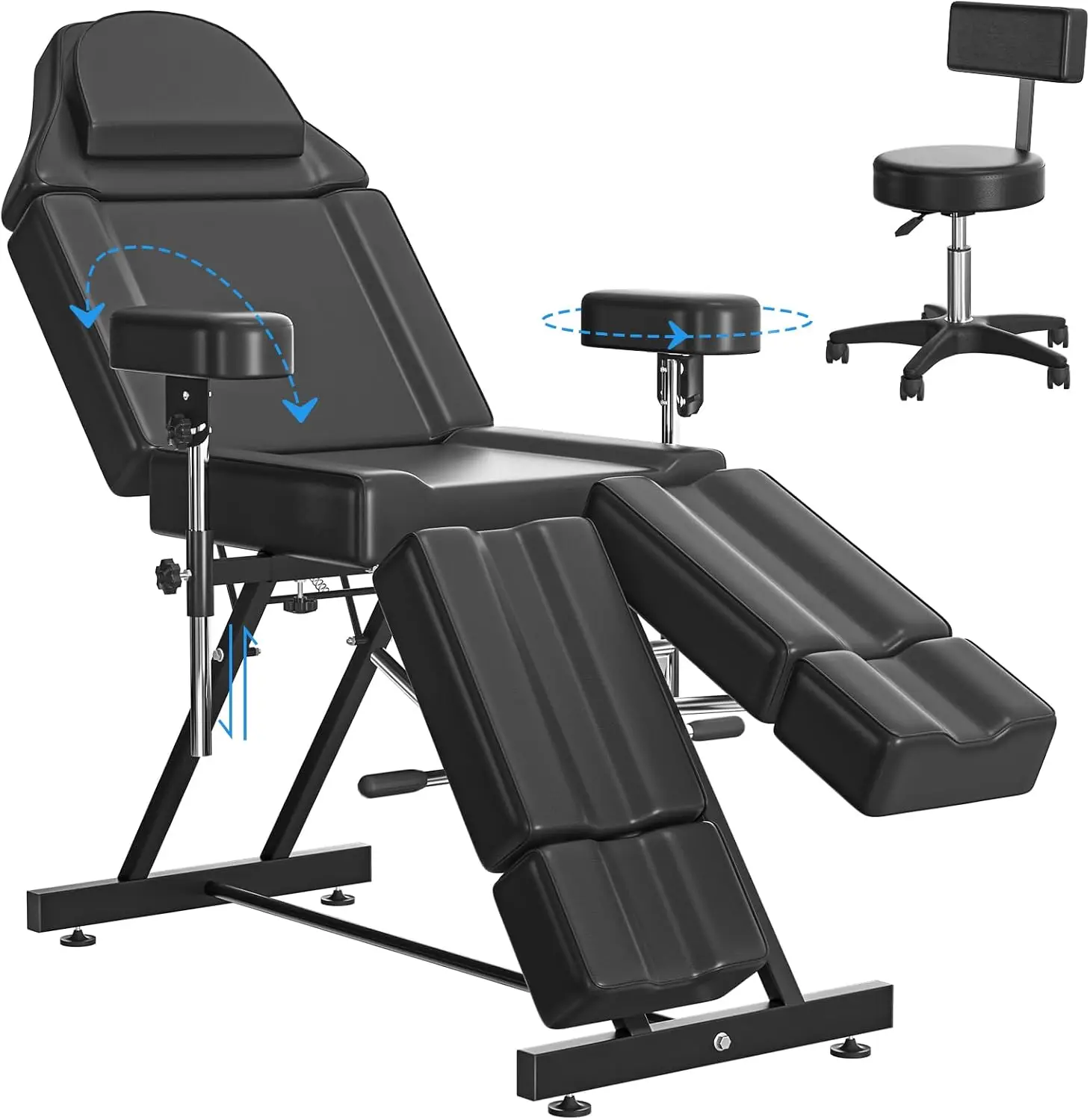 Tattoo Chair for Client, Split Legs & Stool Adjustable Lash Bed
