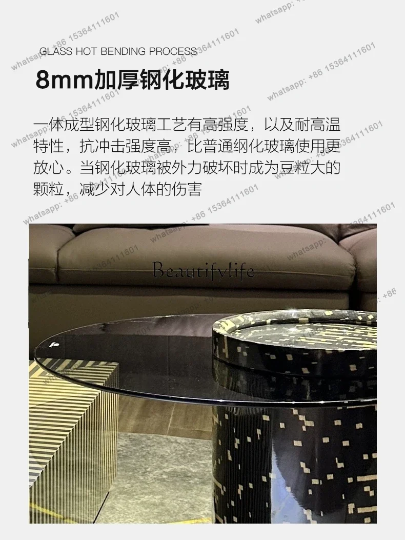 طاولة القهوة الإيطالية الحد الأدنى الجديدة الخفيفة طاولة الشاي الفاخرة غرفة المعيشة طاولة المنزل مكتب #4