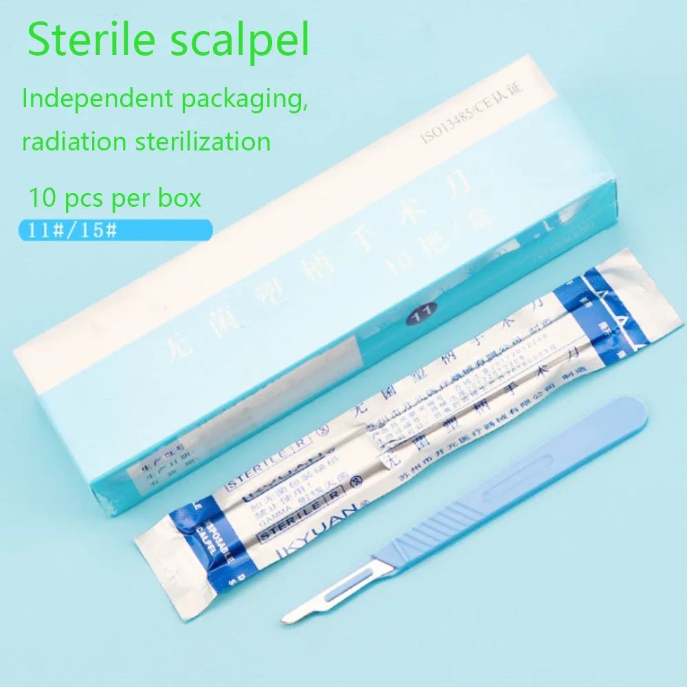 NEW 11 # 15 # Disposable Sterile Scalpel Radiation Sterilization Plastic Handle DIY Tool Animal Surgical Knife