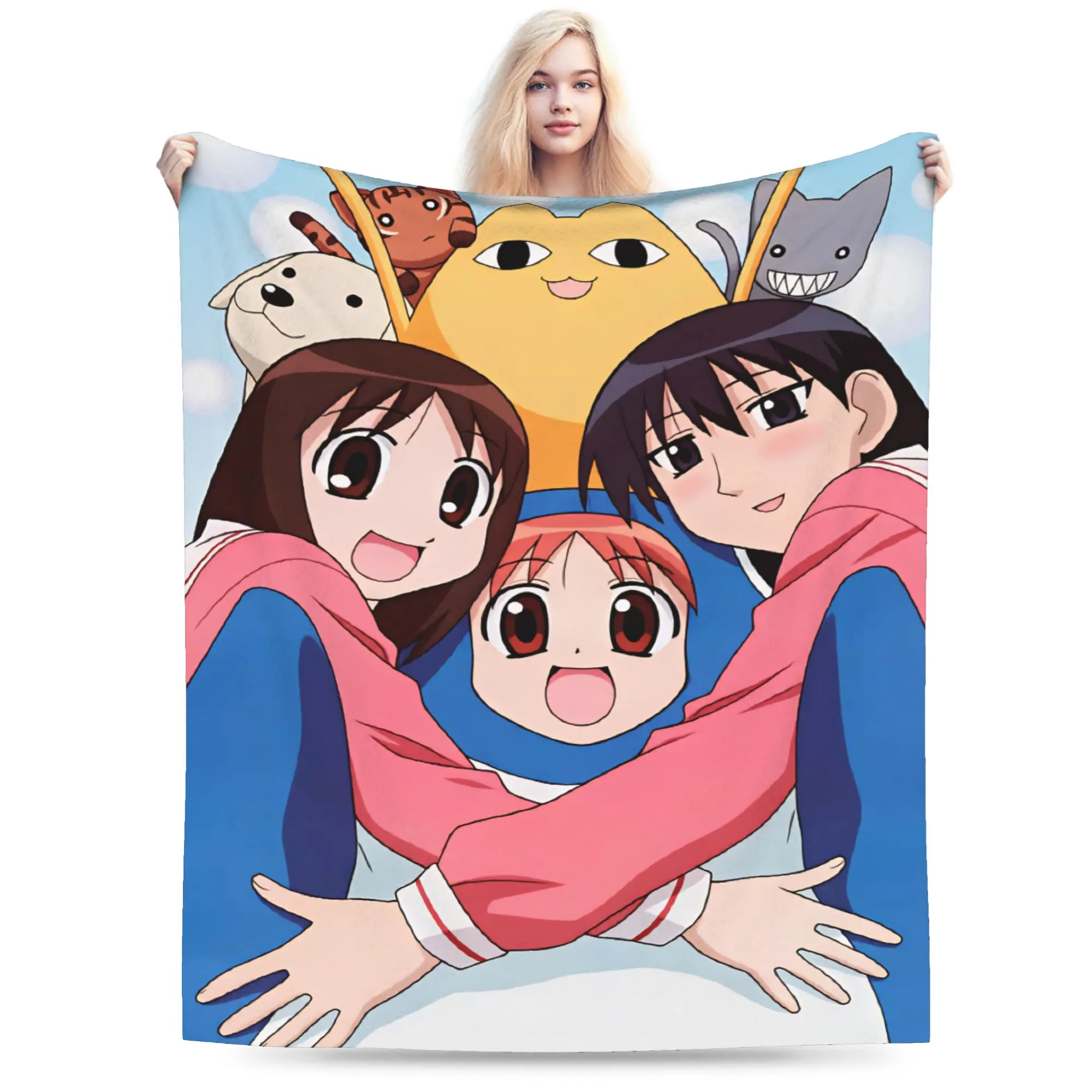 Azumanga Daioh Anime Warm Soft Blankets  Novelty Camping Throw Blanket Couch Chair Flannel Bedspread Sofa Bed Cover