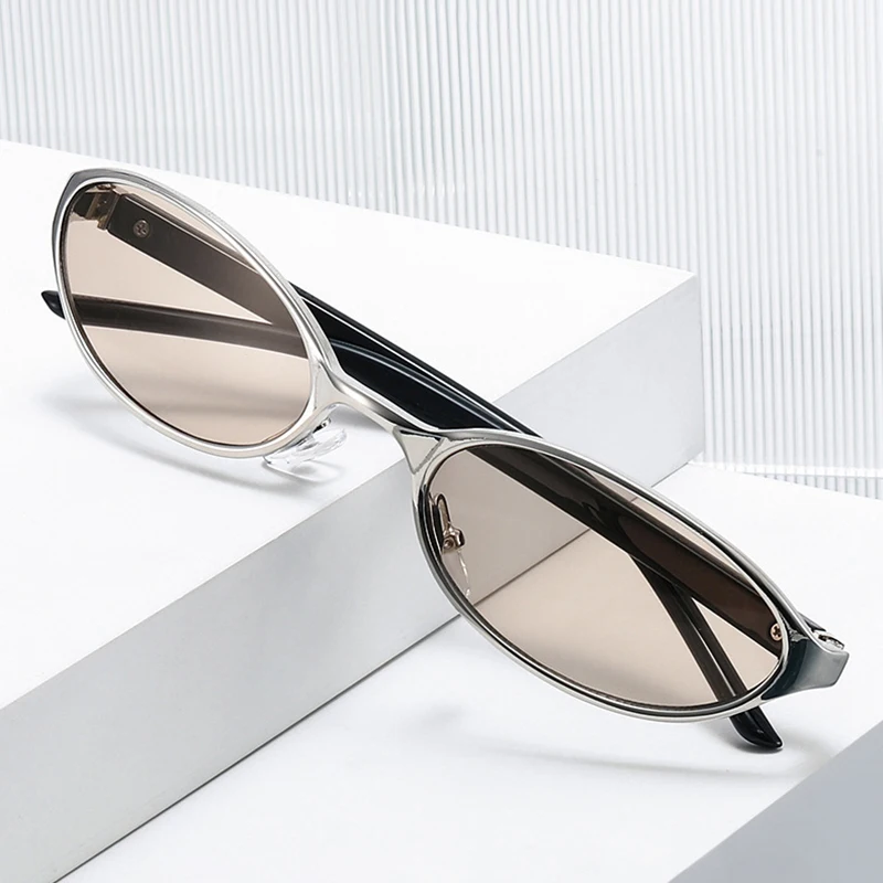 New Y2K Style Sunglasses Rectangle Fashion Popular Women Men Shades Oval Sun Glasses for Female Male Glasses Metal Frame