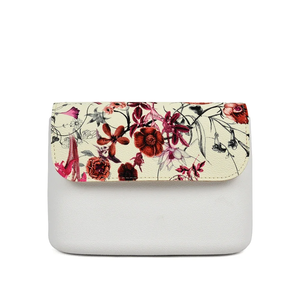 TANQU New Floral Print PU Leather Flap Cover Lid Clamshell with Magnetic Lock Snap Fastener for Obag O Pocket O Bag