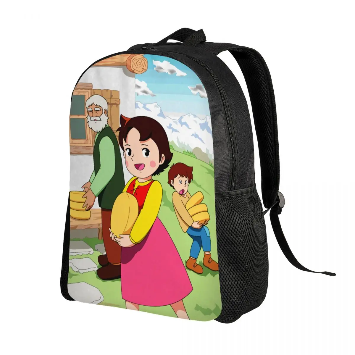 Heidi With Peter Help Her Grandfather Laptop Backpack Women Men Bookbag for School College Students Alps Mountain Cartoon Bag