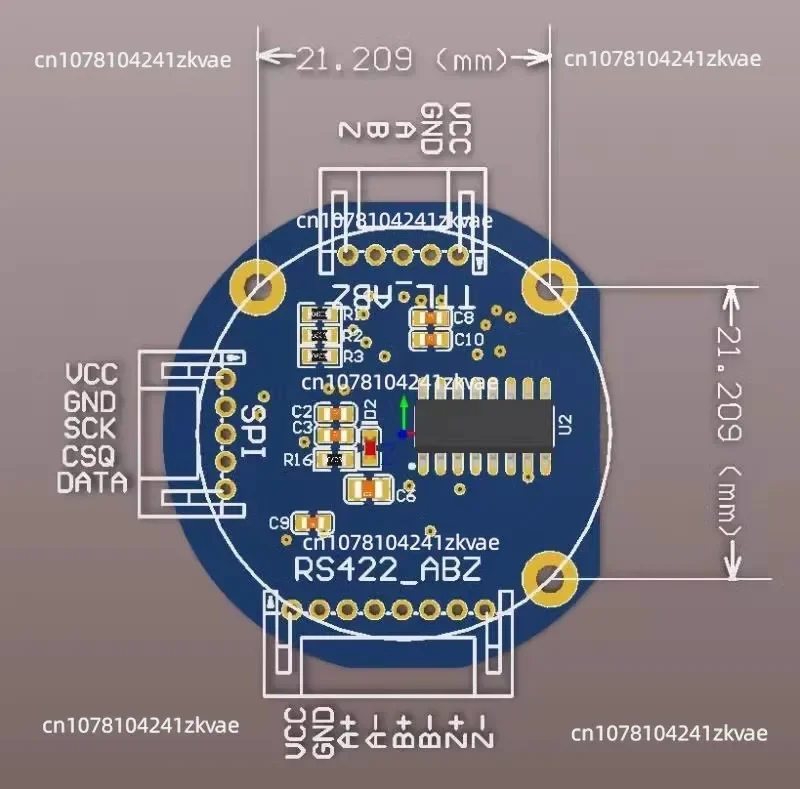 Magnetic Encoder, Angle Sensor, TLE5012B, High Precision 15-bit, ABZ, SPI, RS422