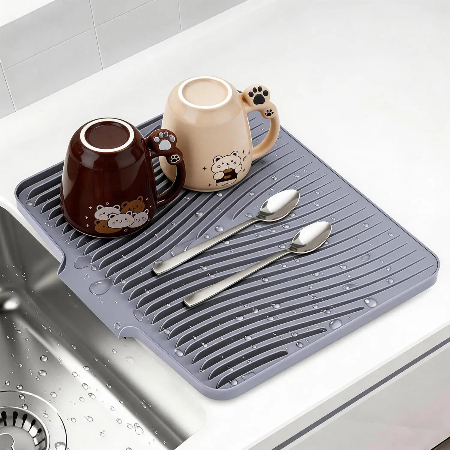 

Foldable Kitchen Counter Silicone Dish Drying Mat Non-Slip Drain Pad for Tableware Anti-scald Heat Resistant Kitchen Utensils