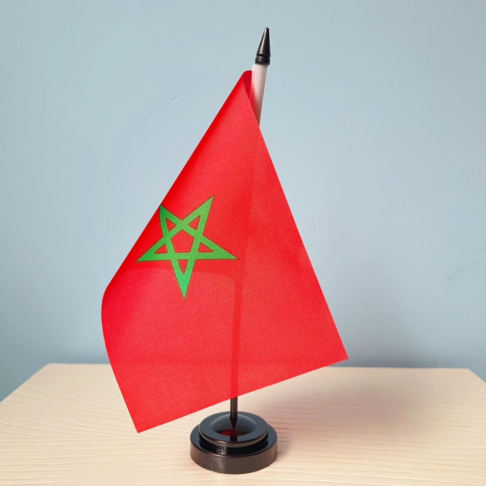 Office Desk Flag Of Morocco Banner14x21cm The Moroccan Cabinet Flag Display Set