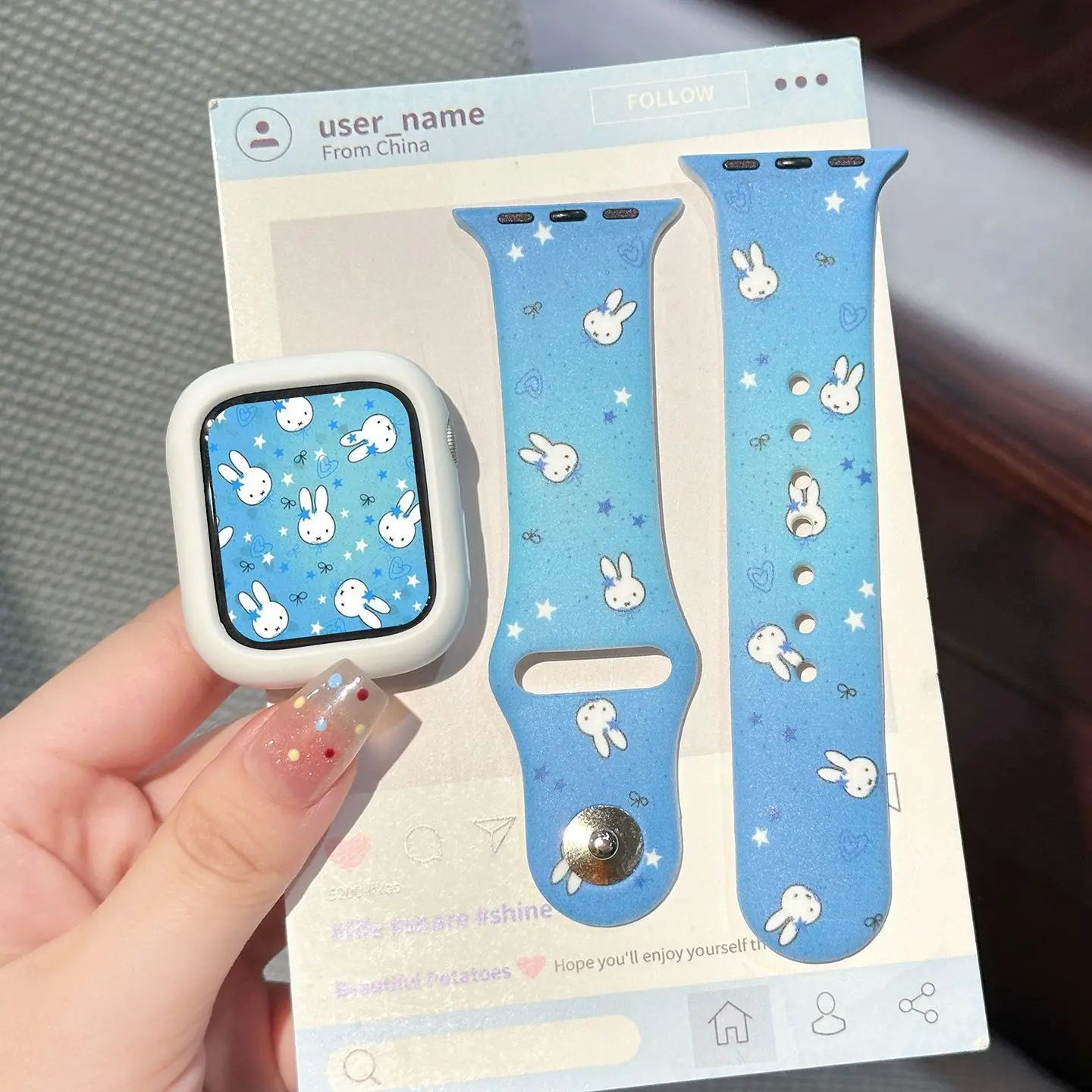 Starry Sky Miffy Apple Watch for S11 Watch Strap Silicone for IWatch10 Advanced IWatch98 Cute Female Send To Friends Cartoon New
