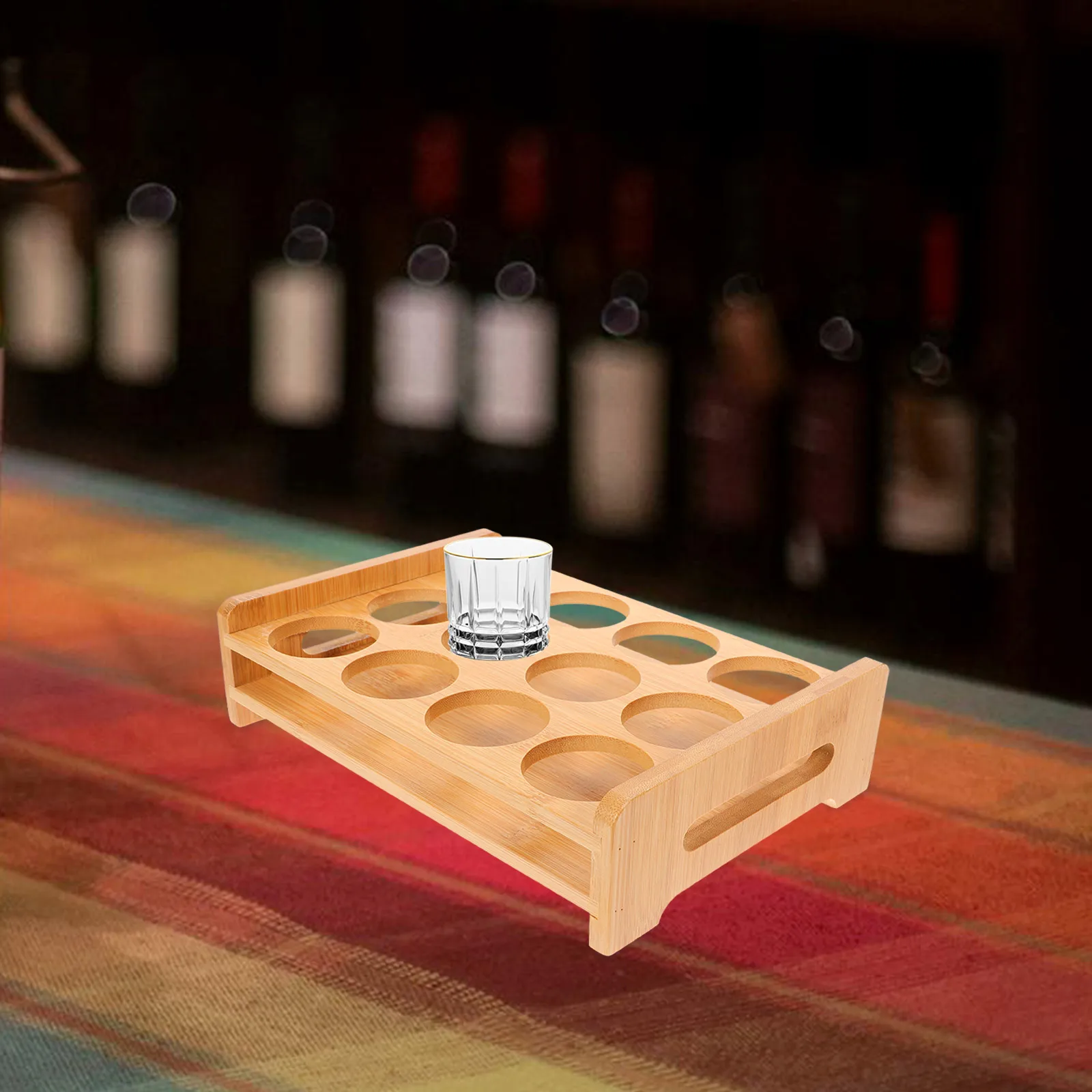 

Bamboo Shot Glass Holder 2 9cm Hole Cup ganizer Home Bar Party Restaurant Storage Shelf Rack shot glass organizer beer glass