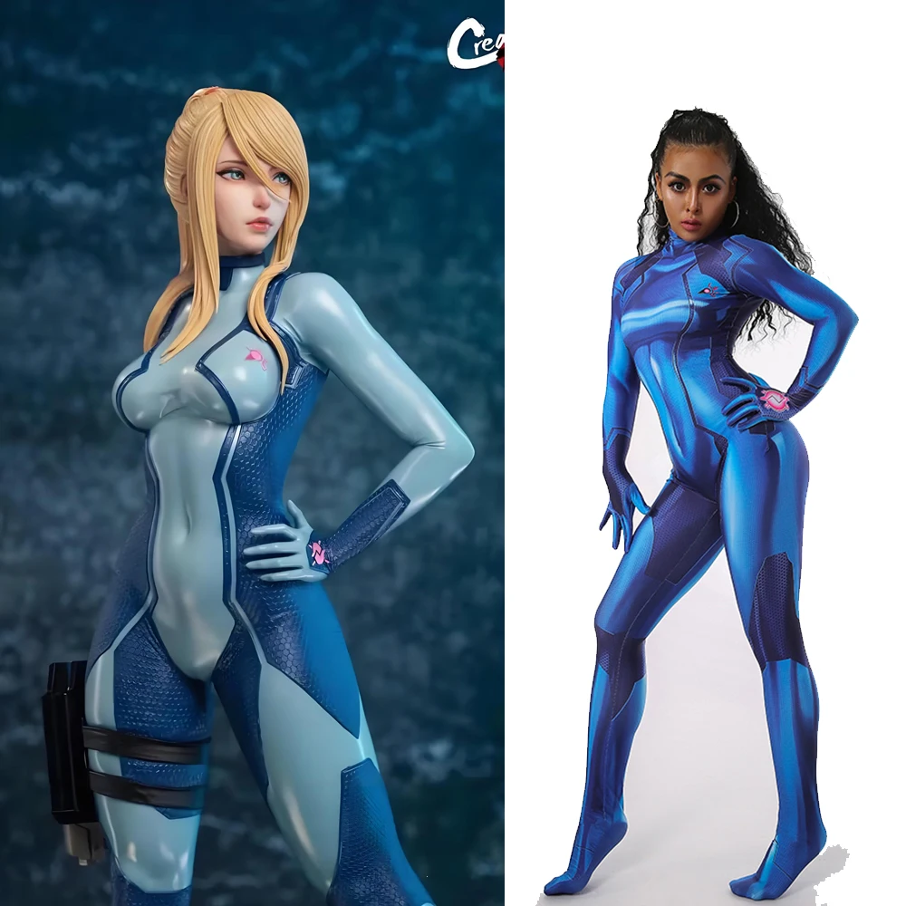 

Samus Aran Cosplay Costume Game Samus Zero Aran Superhero Costumes Halloween Party Zentai Bodysuit Party Jumpsuit for Adult Kids