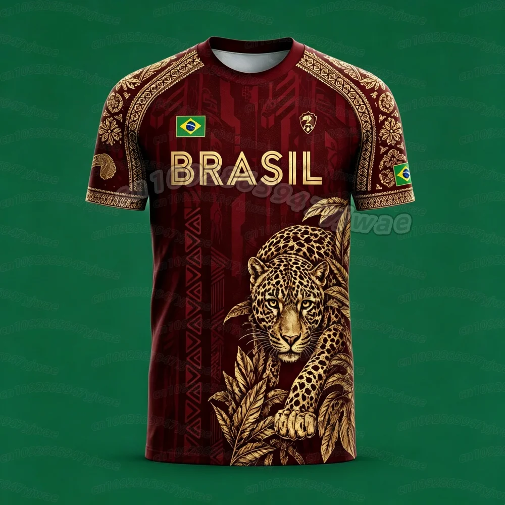 2026 BRASILIEN Nationalflaggen-Print Herren Damen Kurzarm T-Shirt 3D-Druck Tees Outdoor Fußballtrikot Sport T-Shirt für Männer und Kinder – Detail 6