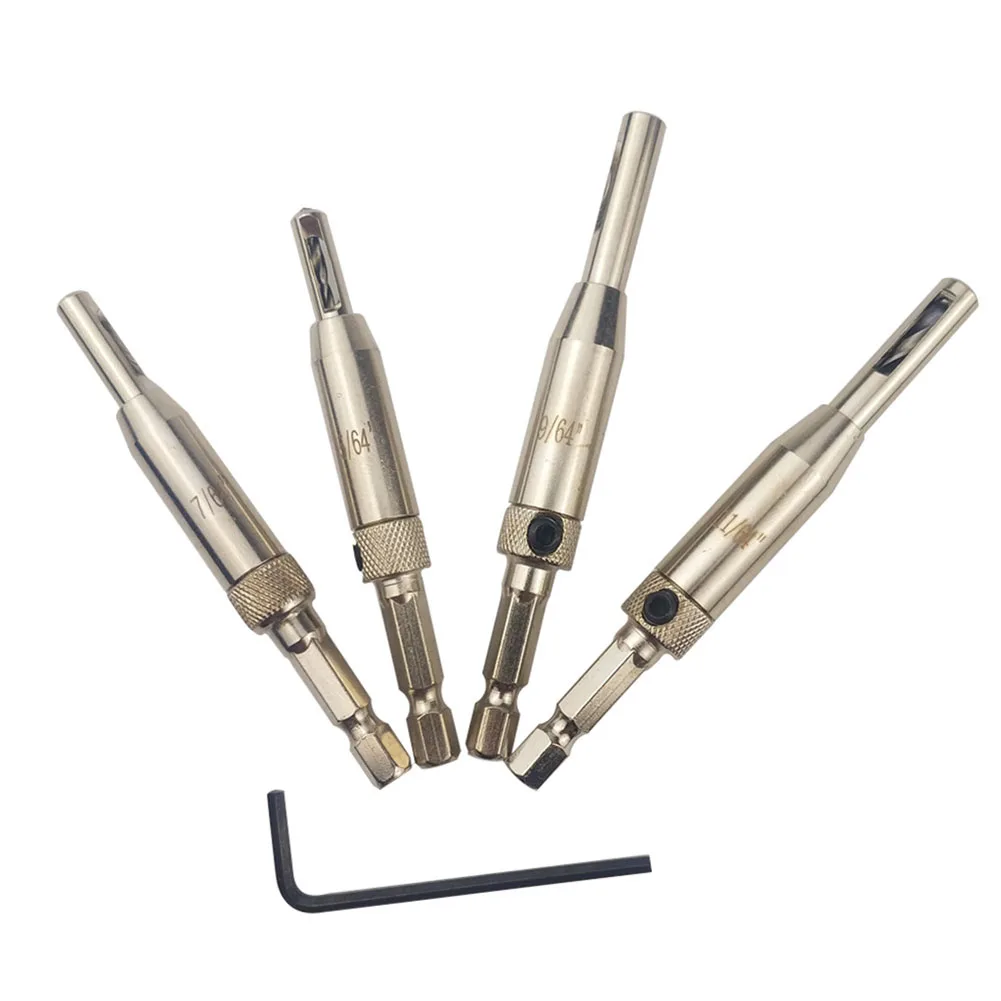 High Speed Steel Self Centering Hinge Drill Bits 4pcs for Accurate For Pilot Holes in Door and Cabinet Installation