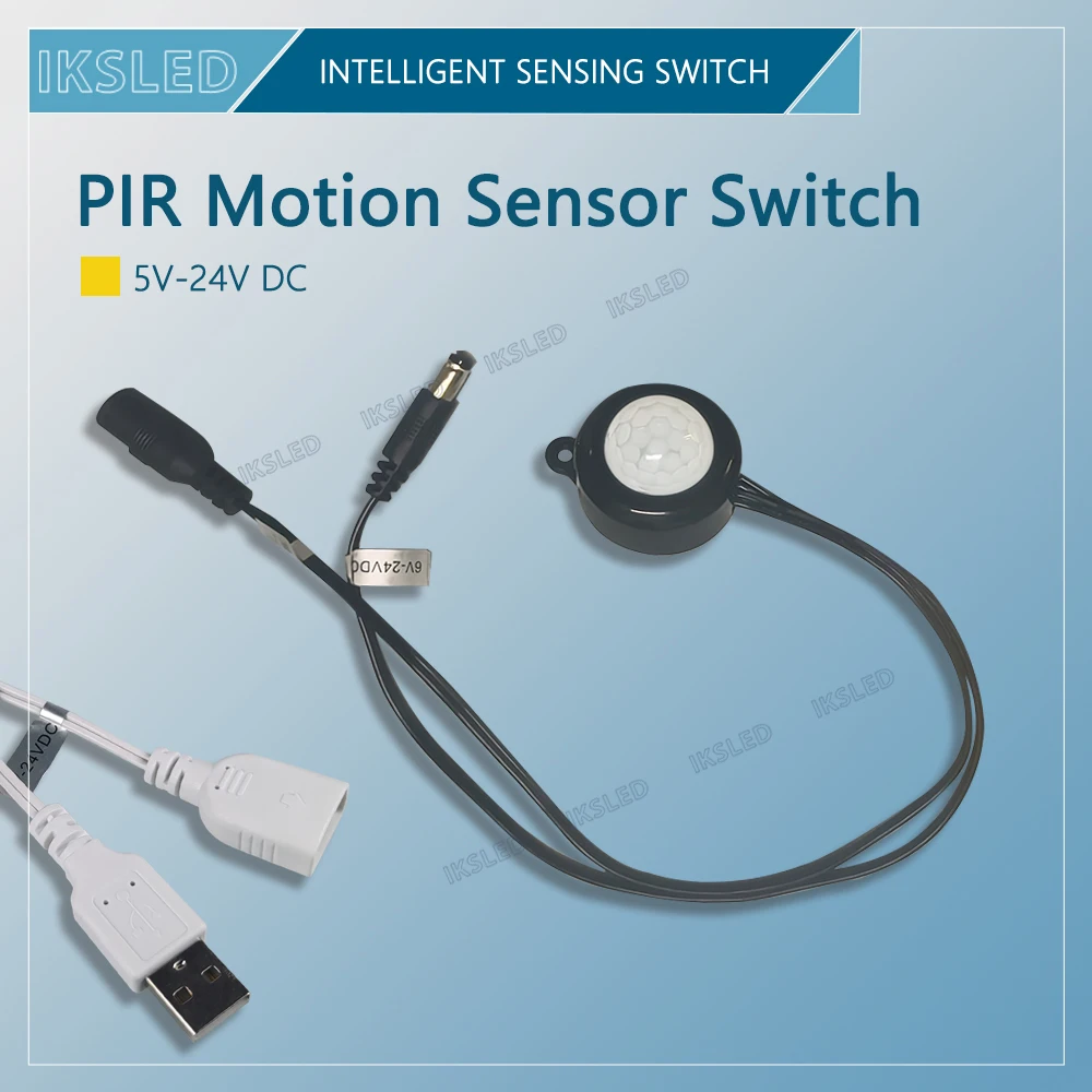 مفتاح مستشعر الحركة PIR، DC6V-24V 5A PIR مفتاح كاشف مستشعر حركة جسم الإنسان بالأشعة تحت الحمراء، مستشعر الضوء قابل للتعديل لشريط LED