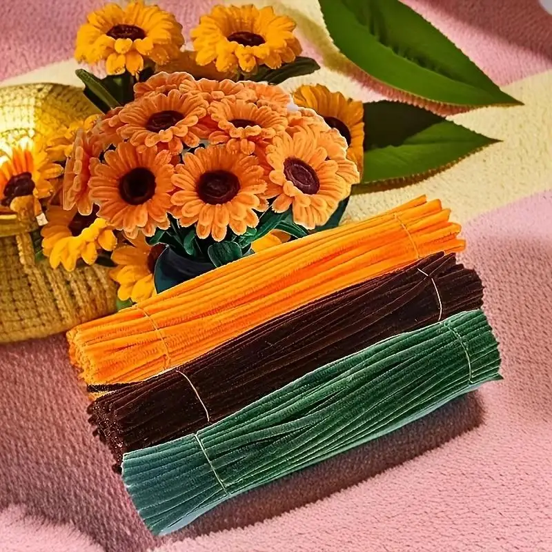 200/300 Peças de Hastes de Chenille 30cm, Limpadores de Canos, Materiais para Artesanato DIY, Brinquedo Educacional de Pelúcia para Crianças, Suprimentos para Criação de Flores Artesanais